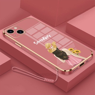 ốp lưng iPhone 13 iPhone 13 pro iPhone 13 pro max Ốp Điện Thoại TPU Silicon Viền Mạ Màu Hình Cô Gái Xinh Đẹp Cho iPhone 13 iPhone 13 pro iPhone 13 pro max