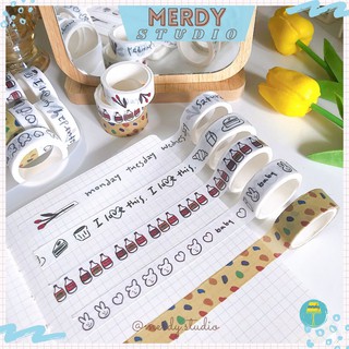Cuộn 5m washi tape băng dính trang trí hoạ tiết kiểu Hàn Quốc