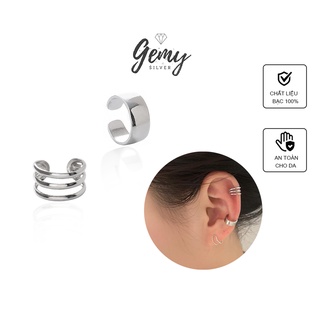 Bông tai, Khuyên tai nam nữ bạc Retro kẹp vành không cần xỏ lỗ thiết kế đơn giản, cá tính K81(1 chiếc)| GEMY SILVER