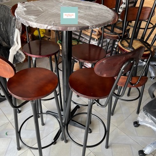 ghế cà phê bar cao gỗ cao su tự nhiên phun sơn PU