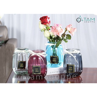 Lọ hoa thủy tinh trong suốt chum sọc nhiều màu LHTT-55