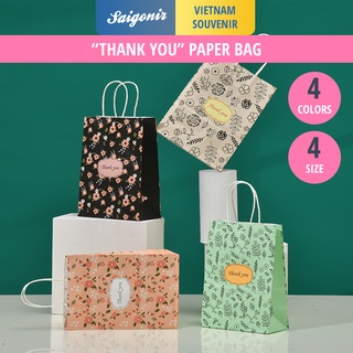 Túi Giấy Đựng Quà Thank You Họa Tiết Hoa Phong Cách Hàn Quốc Đủ Kích Cỡ Nhiều Màu Sắc - Paper Bag Saigonir