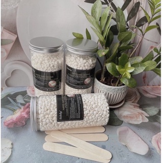 ( 500g sáp hủ) Sáp wax lông sữa dừa 500g siêu bám siêu thơm + 5 que gỗ to