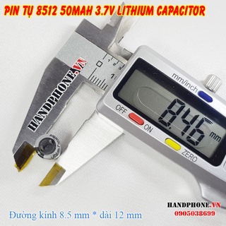 Pin Tụ 8512 50mAh 3.7v cho Tai Nghe Bluetooth, Máy Trợ Thính , Micro Trợ Giảng (Pin Trụ - Lithium Capacitor)