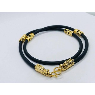Vòng cổ, Dây chuyền cao su bọc vàng đầu rồng quyền uy - Mix các loại mặt cực hót