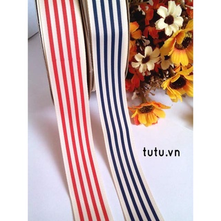 RUY BĂNG GÂN 25MM HỌA TIẾT SỌC HT25-031 RUY BĂNG DIY HANDMADE LÀM NƠ BỜM KẸP TÓC