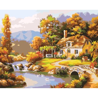 Tranh sơn dầu số hóa rẻ,đẹp-tranh tô màu theo số- tranh số hóa, Tặng khăn,khung gỗ 40x50-Moon shop-N3