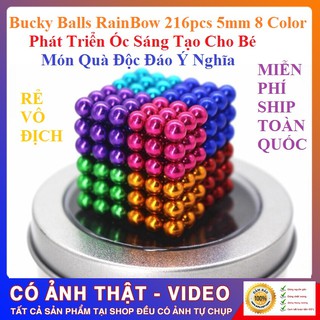 Bộ Bi Xếp Hình BuckyBalls Rainbow 8 màu 216 viên đường Kính 5mm Hộp Nhôm Sang Trọng