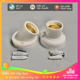 Đui đèn gắn ốp trần tường E27 vuông thẳng 90 hoặc chếch 45 đui xoáy 27mm