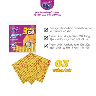Gói 3 khăn lau cao cấp Parex 30% sợi microfiber dài 35cm x rộng 34cm