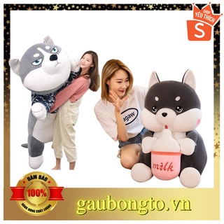 Gấu bông to Chó Husky 𝑯𝒂̀𝒏𝒈 𝑪𝒂𝒐 𝑪𝒂̂́𝒑, gối ôm hình thú nhồi bông Chó Husky đáng yêu cute 1m5 / 1m2 / 1m