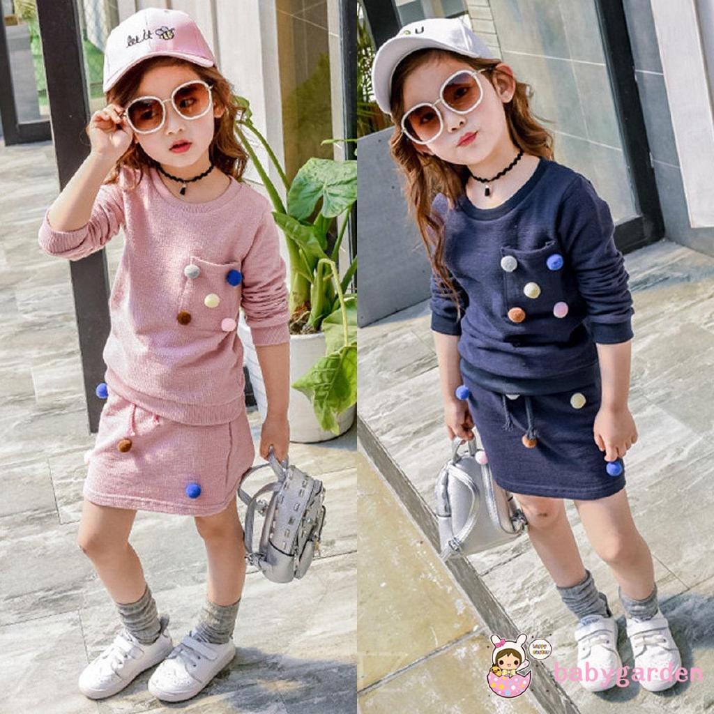 Set Áo Thun Ngắn Tay + Chân Váy Xòe Đáng Yêu Cho Bé Gái