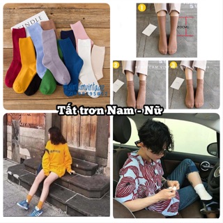 Tất cao cổ trơn Nam - Nữ - tất vintage cao len tăm mịn