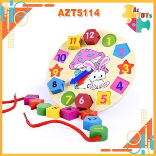 Đồ Chơi Gỗ Đồng Hồ Số Hình Khối Montessori Cho Bé - AZT5114