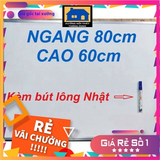 Bảng mica trắng 60 x 80cm viết bút lông viền nhôm + 1 cây Bút lông bảng Nhật UNID