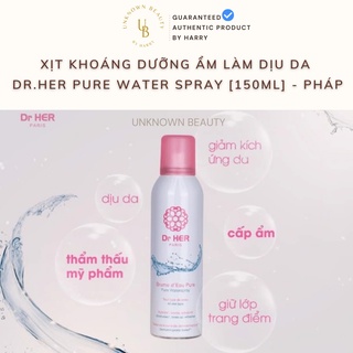 Xịt Khoáng Dưỡng Ẩm Làm Dịu Da PHÁP Dr.Her Pure Water Spray 150ml, 400ml | Unknown Beauty