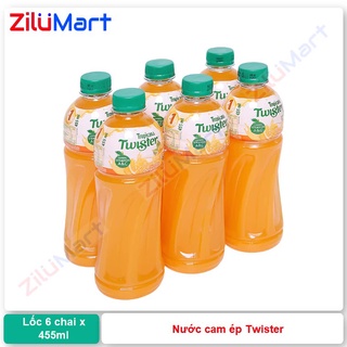 Lốc 6 chai nước cam ép Twister Tropicana loại 455ml