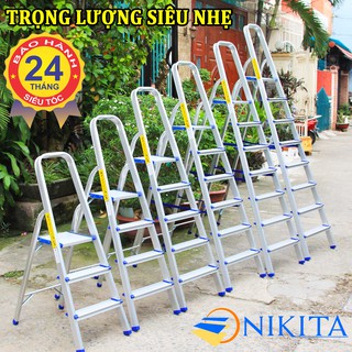 Thang nhôm ghế tay vịn Nikita từ 3 bậc đến 8 bậc  AL03,AL04,AL05, AL06, AL07, AL08 (BẢO HÀNH 2 NĂM)