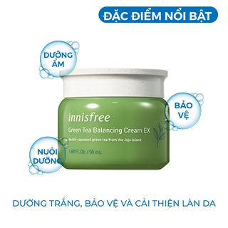 Kem dưỡng ẩm - Kem dưỡng trắng da chống lão hóa da Innisfree Green Tea Cream EX Hàn Quốc 50ml