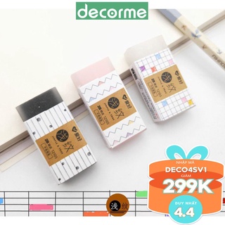 Gôm tẩy chì 2B Dupe Muji DecorMe caro lõi màu - Tẩy chì phụ kiện văn phòng phẩm