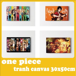 Tranh anime ONE PIECE canvas trang trí ,quà tặng , treo tường đinh 3 chân không gian học tập làm việc khung gỗ 30x50