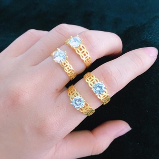Nhẫn Trơn Nữ, Nhẫn Kim Tiền Đính Đá Mạ Vàng 18k N003 Namoo Jewelry