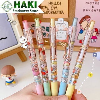 Bút bi nước mực gel màu đen HAKI, bút bi cute hình cô gái dễ thương nhiều màu B13