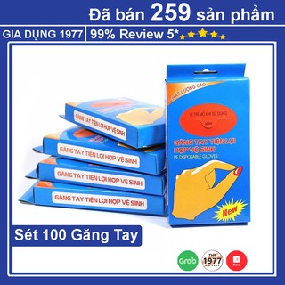 Găng tay nilon dùng 1 lần hộp 50 đôi tiện lợi, găng tay nilon nhà bếp an toàn hợp vệ sinh