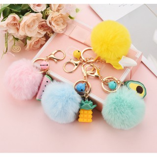 Móc khoá quả bông bơ hoa quả khắc gỗ kèm quả bông MKB15 móc khoá động vật khắc gỗ cute móc khoá dễ thương