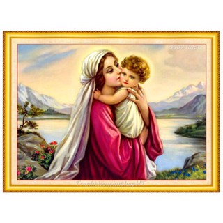 Tranh Đính Đá ĐỨC MẸ (ĐÁ ABC CAO CẤP). Kích Thước: 65cm x 50cm