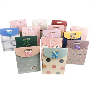 COMBO 10 Túi Giấy Đựng Quà Có Nắp Gắn Nơ - Túi Hộp Đựng Quà In Hình Cute Tặng Sinh Nhật, Ngày Lễ Có Quai