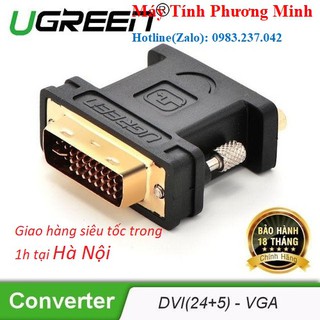 Đầu chuyển DVI-I 24+5 to VGA Cao Cấp- Đầu chuyển DVI 24+5 sang VGA Ugreen 20122 - Hàng chính hãng BH 18 tháng