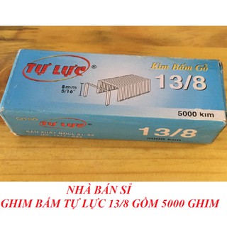 Hộp Ghim Bấm Gỗ Tự Lực 13/8 - Ghim Sâu 8mm Hộp Gồm 5000 Ghim (Chính Hãng)