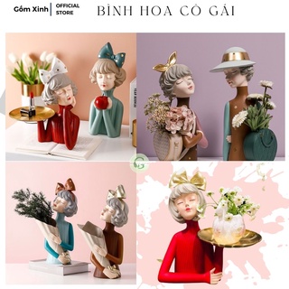 Bình Hoa Cô Gái Gốm Xinh Decor trang trí nhà cửa phong cách hiện đại
