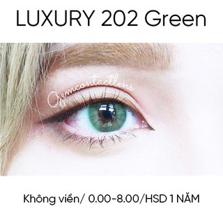 Kính Áp Tròng Không Viền Siêu Tây  LUXURY 202 GREEN - HSD 1 NĂM - Lens Xanh Lá Ẩm Cao Mềm Mượt Phù Hợp Cho Mắt Nhạy Cảm