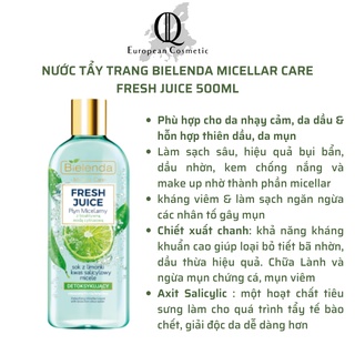 Nước tẩy trang bielenda fresh juice trắng da thải độc da 500ml