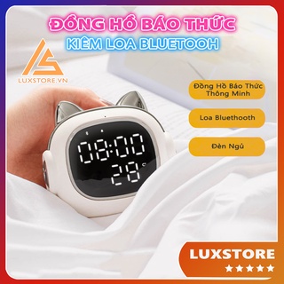 ĐỒNG HỒ BÁO THỨC, ĐỒNG HỒ ĐỂ BÀN MÈO ÂM NHẠC KIÊM LOA BLUETOOTH – LUXSTORE
