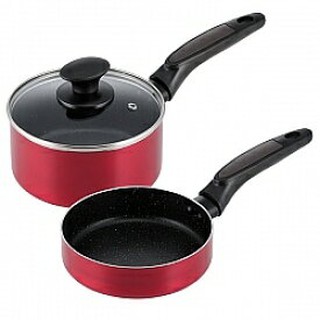 Set 2 nồi chảo 16cm kèm nắp đậy dùng được bếp từ - màu đỏ KAKUSE NỘI ĐỊA NHẬT BẢN