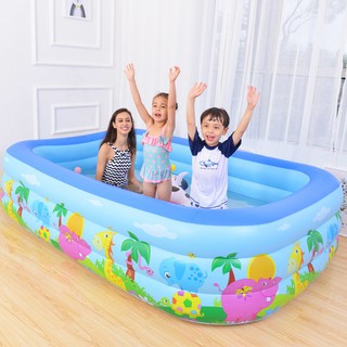 Bể Bơi Phao 3 Tầng 1m3, 1m5, 1m8, 2m1  Cao Cấp Hình Chữ Nhật Cho Bé Và Gia Đình