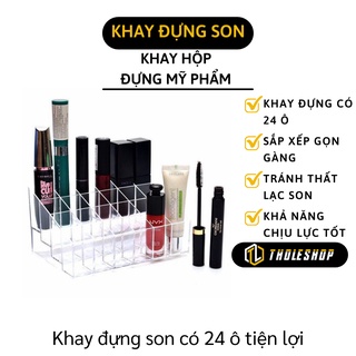 Khay Đựng Son - Kệ 24 Ô Đựng Son Trong Suốt Mica - Hộp Chứa Mỹ Phẩm Giữ Gọn Gàng   4053