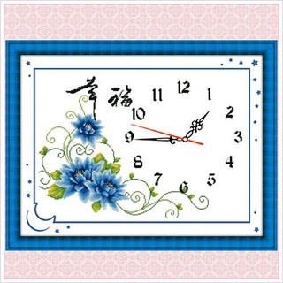 Tranh Thêu Chữ Thập Đồng Hồ Hạnh Phúc Như Hoa RY8662 (tranh tự thêu) kt:59x53cm