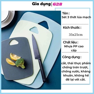 Thớt nhựa kháng khuẩn chống trơn trượt set 3 chiếc cao cấp
