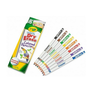 HỘP 8 BÚT CHÌ MÀU CRAYOLA WASHABLE DRY ERASE COLORED PENCILS LAU RỬA KHÔ