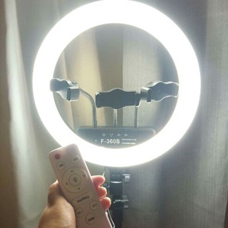 Đèn Live 36CM 3 kẹp KT full bộ kèm chân đèn livestream nhiều máy make up spa trang điểm
