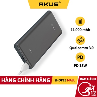 Sạc Dự Phòng 10000mAh Sạc Nhanh PD 18W, Quick Charge 3.0 AKUS - A11 LUX Hàng chính hãng - Bảo hành 12 tháng - Akus