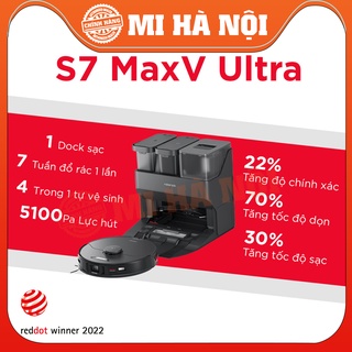 Robot Hút Bụi Lau Nhà Roborock S7 MaxV Ultra - Bản quốc tế - Lau rung cao tần - Tự động đổ rác, giặt giẻ, vệ sinh