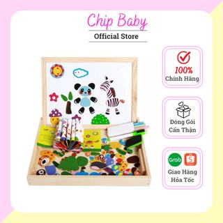 Bộ đồ chơi ghép hình bằng gỗ 2 mặt gắn nam châm