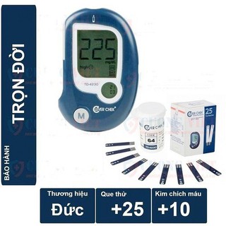 Máy đo đường huyết Clever chek tặng kèm 25 que thử