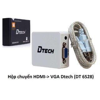 hộp chuyền tín hiệu từ máy tính cổng HJDMI sang màn hình cổng VGA DTECH DT 6528