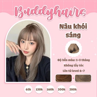 Thuốc nhuộm tóc NÂU KHÓI SÁNG/ NÂU KHÓI Buddyhairs,Buddy.hair được tặng kèm găng tay, mũ trùm tiện ích, oxy nhuộm tóc.